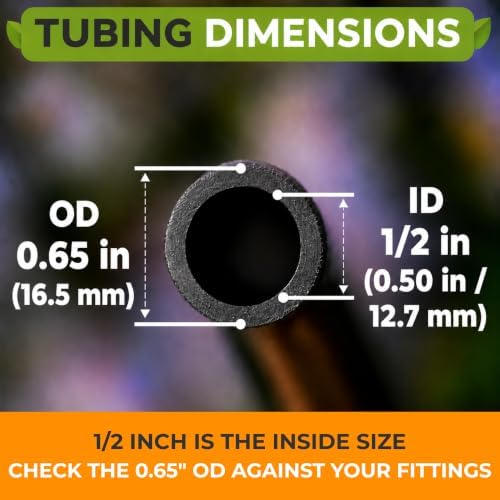 CARPATHEN 1/2" Irrigation Tubing for Quick Connect Drip Irrigation, 50 feet