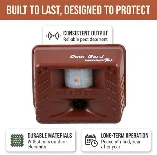 Bird-X Deer Gard, Ultrasonic and Motion-Activated Device to Mitigate Deer and Other Animals, Ideal for Outdoor Spaces, Easy to Install and Operate, Covers 4,000 sq. ft., 15–25 kHz Frequency Range