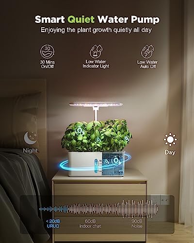 URUQ 8 Pods Hydroponics Growing System with LED Grow Light - White