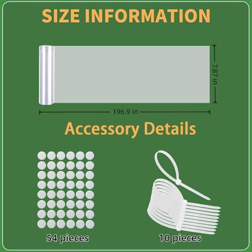 Durable Iguana Tree Wrap Tree Trunk Protector - Clear Tree-Safe Guard for Climbing Prevention, Rodent Barrier Kit with 54 Double-Sided Tapes & 10 Zip Ties (196" x 7.8")