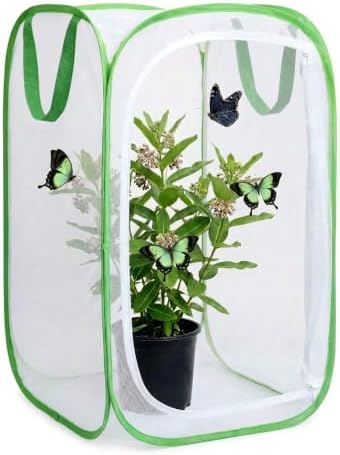 Insect & Butterfly Habitat Cage, Portable Pop-Up Terrarium with Mesh Sides, Bug Catching & Observation Enclosure for Caterpillars, Small Insects, Outdoor & Classroom Use, 24 Inches Tall