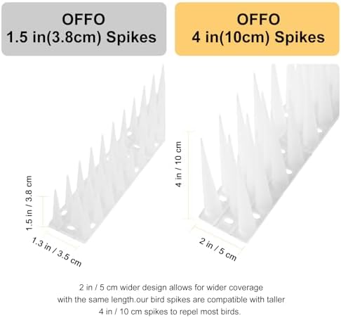 OFFO Bird Spikes Pigeon Outdoor Spikes for Cat Keep Birds Raccoon Woodpecker Away Covers 26 Feet(8.1m), Frosted White