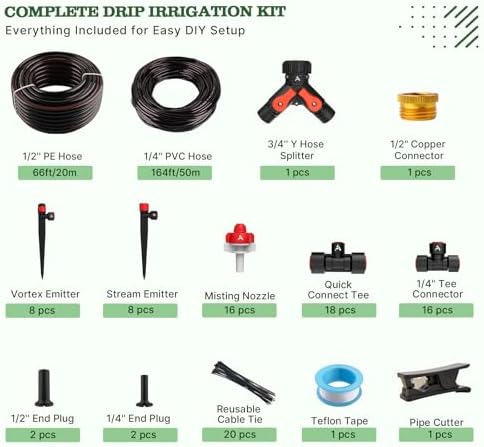 Anleolife 230FT Drip Irrigation System Kit, Complete Garden Watering System