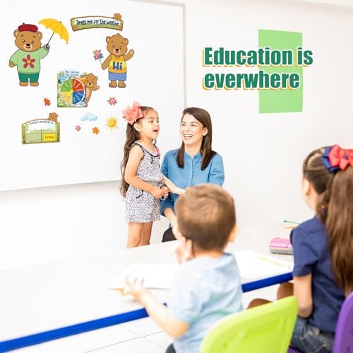Gilprop 58 Pcs Dress for Weather Bulletin Board Set for Classroom, Bear