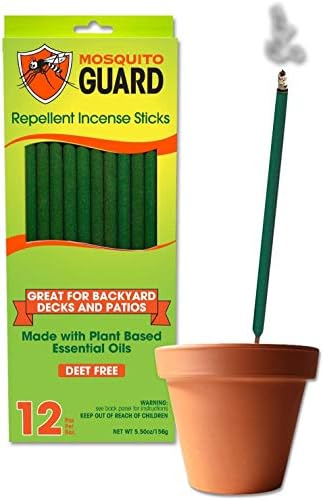 Mosquito Guard 12 Mosquito Repellent Sticks, 2.5 Hrs Protection 1ft Citronella Incense Sticks Outdoor, Plant-Based Mosquito Repellent Incense Sticks, Mosquito Repellent Outdoor Patio, Bug Repellent