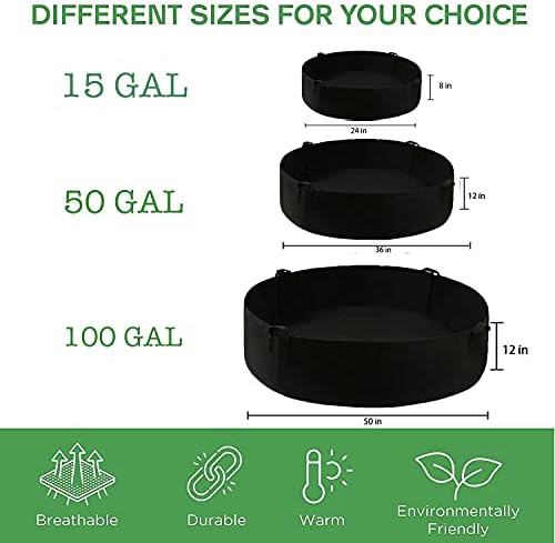 ZtohPyo 50 Gallon Plant Grow Bags, Large Fabric Raised Garden Bed with Handles, Durable Garden Beds Planters Aeration Gardening Container to Grow Vegetables for Outdoor Plants
