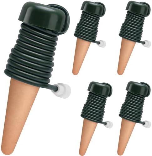 BYDOLL Plant Self-Watering Stakes Automatic Dripper Watering Terracotta Spikes for Indoor Outdoor Plant,Watering Insert Devices for Vacation use,Bonsai Garden Drip Irrigation System(5 Pack)