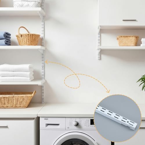 MorningRo 4 Pack 25inch Track Adjustable Closet Shelving System Hardware Dual Track Heavy Duty Wire Shelving Tracks Upright Wall Shelvings Rail for Pantry Organization Closet Garage Rail Home