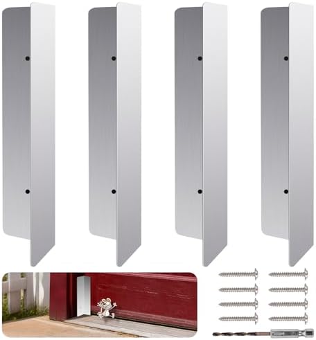 4 Pcs Heavy Duty Stainless Steel Garage Door Rodent and Snake Guard, Permanent Seal Protection Kit, Fits Most Standard Garage Doors