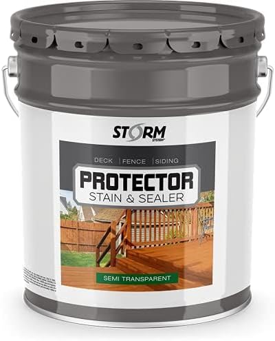Storm Stain Protector - Golden Oak, 5 Gallons, Protects Outdoor Wood from Water & UV Rays, Siding, Fence & Deck Stain and Sealer, Outdoor Wood Stain and Sealer