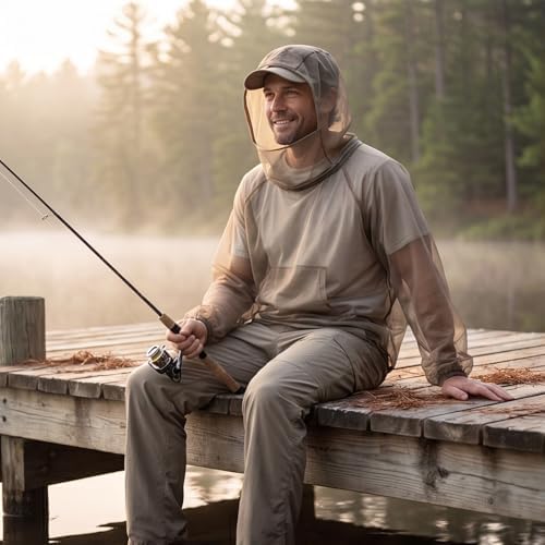 Mosquito Suit Bug Protection Mesh Clothing Breathable Lightweight Anti-Mosquito Gear for Camping Fishing Gardening