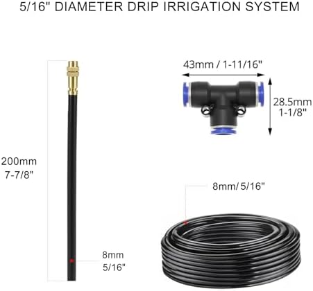 30 FT Drip Irrigation System 5/16 Inch Tubing with 10 Nozzles, Automatic Watering Misting System, Adjustable Sprinkler for Garden, Lawn, Plants, and Raised Bed