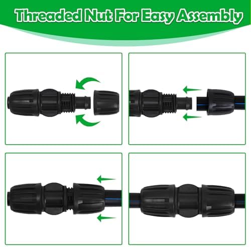 10 Pack 1/2 Inch Drip Irrigation Coupling Fittings (1/2" ID x 0.65" OD) - 1/2'' Drip Line Anti-Drop Barbed Lock Nut Coupler Connectors for 1/2 Inch Drip Irrigation Tubing Irrigation System