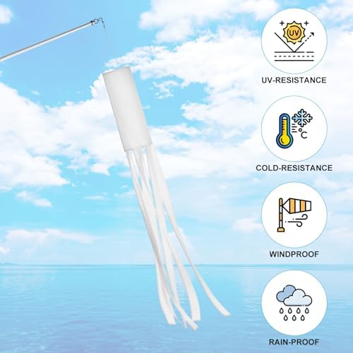 M METERXITY 1-Pack Windsock Flag, Colorful Wind Socks for Garden/Yard/Patio/Home Decor, Spring Summer Fall Winter Outdoor Hanging Decoration [59 in / 150cm, White]