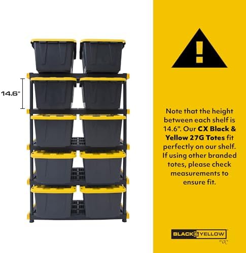 CX 5-Tier Heavy Duty Plastic Storage Shelves for Garage Organization