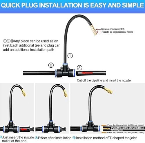 Automatic Greenhouse Drip Irrigation Kit – 20 Brass 360° Adjustable Nozzles, 65FT 1/2" Tubing & Misting System – Easy Setup & Water Saving for Hydroponics, Raised Beds, Flower Gardens & Outdoor Plants