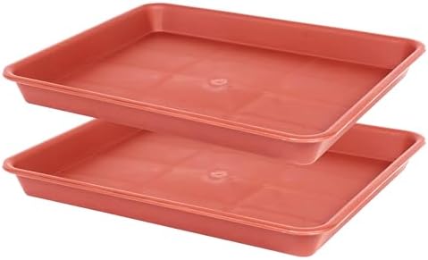 VUWEZ Plant Saucer Growing Tray, Seed Starter Tray Rectangular, Heavy Sturdy Plastic Planter Saucers Drainage Trays, Plant Drip Trays for Pots, Seed Starter Growing Pots (11 x 9 inch, 2 Pack)
