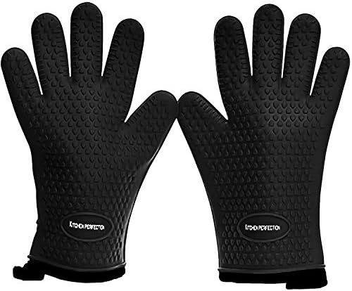 KITCHEN PERFECTION S Silicone Smoker BBQ Gloves - Heat Resistant Oven Mitts