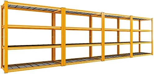 REIBII 40" W Yellow Garage Shelving with Double-Layer Frames for Hobbyists