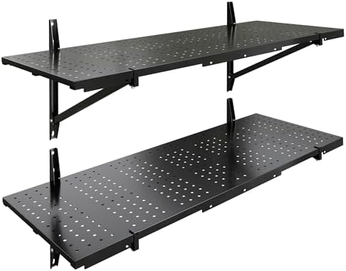 FLEXIMOUNTS 2-Pack 1x3ft Garage Shelving Perforated Wall Shelf