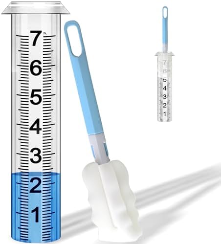 Rain Gauge Replacement Tube,7" Capacity Accurate Rain Gauge Tube for Yard,Upgraded Rain Gauge Outdoor Freeze Proof Tube,Plastic Rain Meter Tube,Rainfall Measure Tube,1 Thickened Tube with 1 Brush