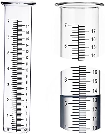 BIUWING 7 inch Rain Gauge Replacement Tube Glass for Yard Garden and Outdoor Home, with Tube Brush, Best Rated,2 Packs