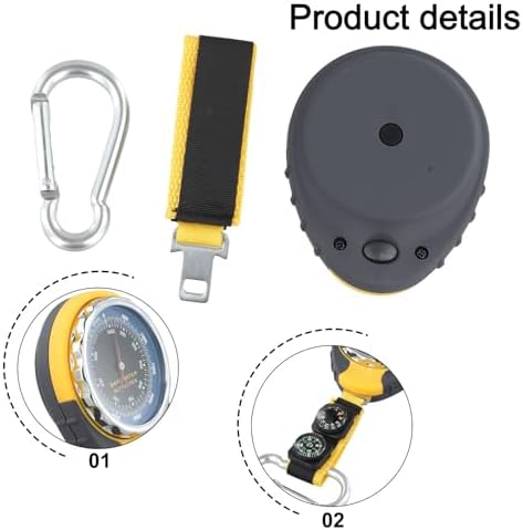 4-in-1 Outdoor Altimeter Barometer Thermometer Weather Forecast Device Altitude Measurement Tool Temperature Meter Mountain Climbing Hiking Wilderness Navigation Equipment Yellow