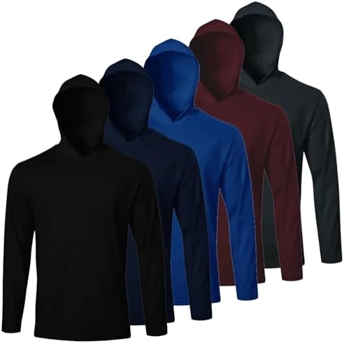 LeeHanTon Men's Sun Shirts Sun Protection Hoodie Shirt UPF 50+ Long Sleeve Work Athletic Shirt with Hooded for Fishing Hiking