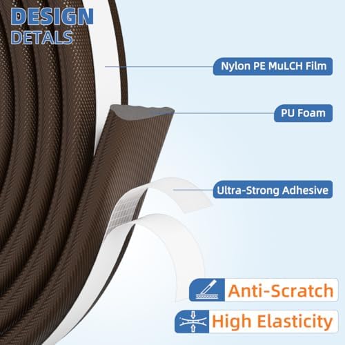 Wedge-Shape Window Weather Stripping Door Frame Seal 2Pcs×196” Brown