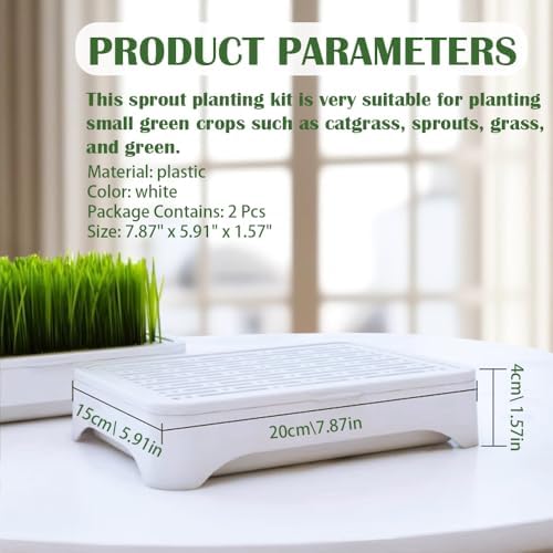2-Pack Cat Grass Planter (No Seeds Included), Tri-Section Design, Anti-Pull Out Cat Grass Seed Starter Tray, Sprouts Growing Kit, Microgreens Growing Trays
