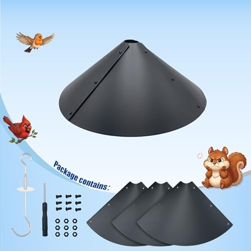 ForeverSong Squirrel Baffle for Bird Feeder, 16.5 Inch Hanging Mount, Black