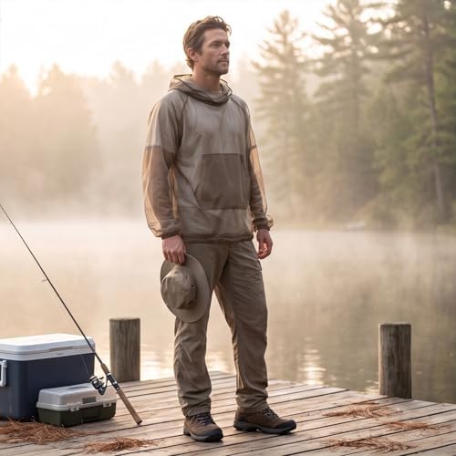 Mosquito Suit Bug Protection Mesh Clothing Breathable Lightweight Anti-Mosquito Gear for Camping Fishing Gardening