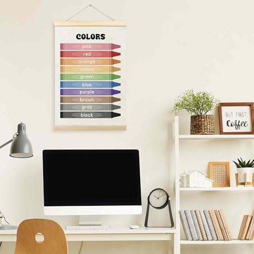 TLESKE Colorful Classroom Colors Learning Educational Poster Hanger Frame, Homeschool Hanging Wall Art Decor for Toddlers Kids Room Nursery Playroom, Preschool Prek Poster Print Banner, 16x24