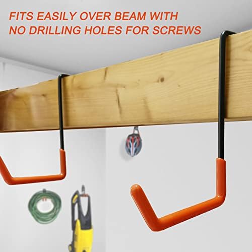HUPBIPY Rafter Hanger Large S Garage Hooks Bike Storage System Holder Organizer, with Non Slip Coating, for Organizing Hanging Basket, Ladders,Bicycle Wheel,Ropes and Bulk Items (12Pack, Orange)