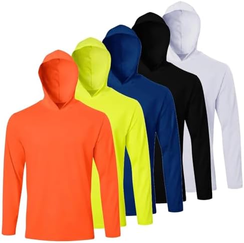 LeeHanTon Men's Sun Shirts Sun Protection Hoodie Shirt UPF 50+ Long Sleeve Work Athletic Shirt with Hooded for Fishing Hiking