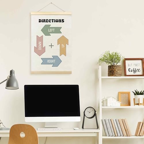 TLESKE Boho Classroom Directions Chart Poster Hanger Frame, Homeschool Hanging Wall Art Decor for Toddlers Kids Room Nursery Playroom, Preschool Prek Learning Educational Poster Print Banner, 16x24