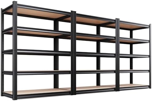 3-Pack Garage Shelving 5 Tier Storage Shelves,Adjustable Heavy Duty Metal Shelving Unit and Storage Large Rack,Utility Steel Shelf for Warehouse Industrial Pantry Basement Organizers 71"x46"x18"