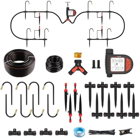 Anleolife 82.4FT Automatic Drip Irrigation System Kit with Water Timer