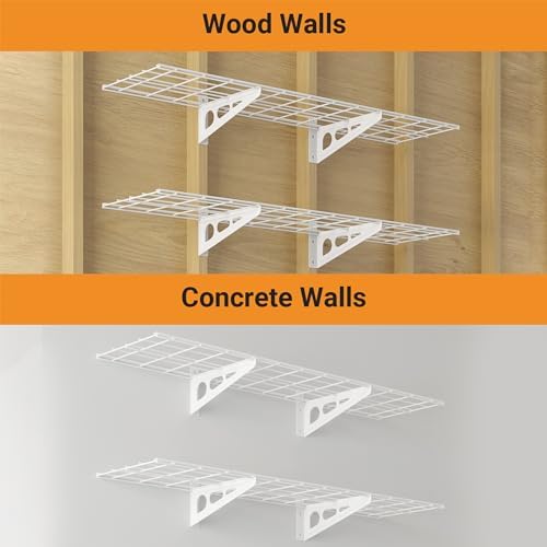 Garage Shelving, 2-Pack 1x4 ft Garage Wall Shelving, 450 lbs, White