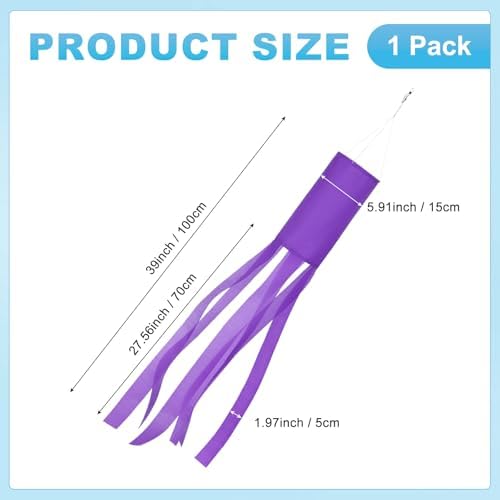 M METERXITY 1-Pack Windsock Flag, Colorful Wind Socks for Garden/Yard/Patio/Home Decor, Spring Summer Fall Winter Outdoor Hanging Decoration [39.4 in / 100cm, Purple]
