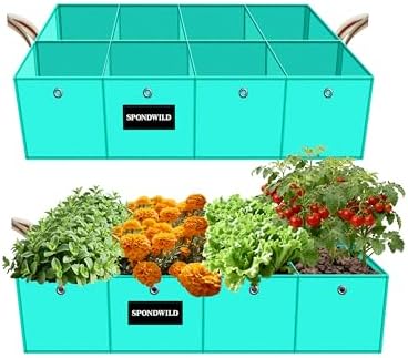 2 Pcs 4x2x1Ft 8 Grids Raised Garden Bed for Outdoor Vegetables