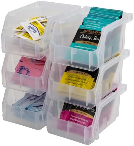 ReadySpace Extra-Small Stackable Plastic Storage Bins, 12-Pack, Clear