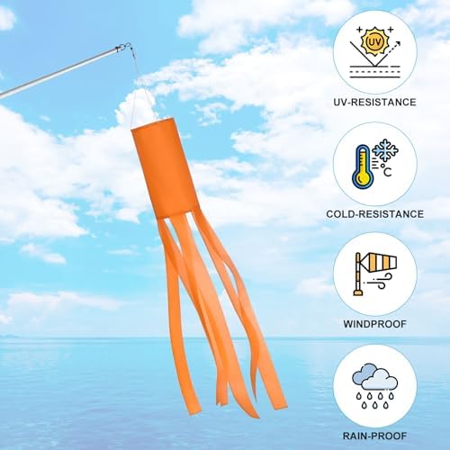 M METERXITY 1-Pack Windsock Flag, Colorful Wind Socks for Garden/Yard/Patio/Home Decor, Spring Summer Fall Winter Outdoor Hanging Decoration [39.4 in / 100cm, Orange]