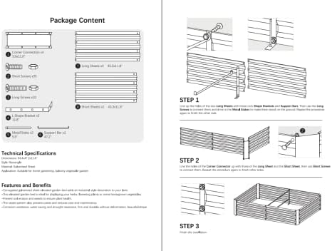8x4x1ft Green Metal Raised Garden Bed Kit, Galvanized Outdoor Planter Box for Vegetables, Flowers, Herbs, and Succulents,240 Gallon Capacity