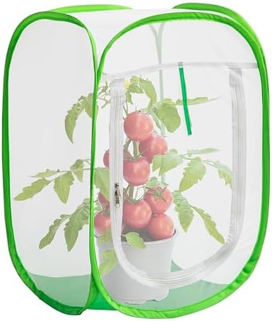 16" x 16" x 24" Pop Up Garden Mesh Plant Cover, Plant Protectors Mesh Plant Enclosure, Garden Net Cage Pest Protection Guard Tent with Storage Bag for Protect Plant Vegetable Fruit from Birds Insects