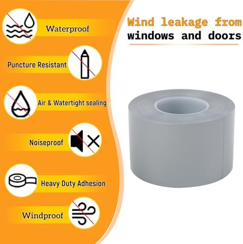 Window Insulation for Winter Weather Sealing Tape 2 Inch x 50 Yards Weather Stripping Residue Free Draft Isolation Sealing Film Tape for Doors Windows and Shower Glass Gaps Gray Color