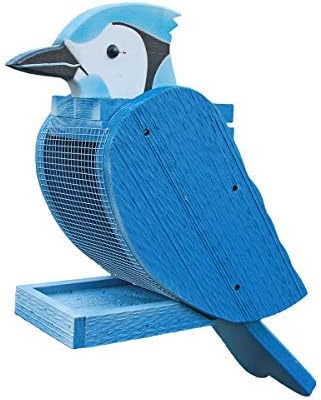 Outdoor Hanging Bird Feeder Seed Tray, Blue Jay Bird Shaped Wooden BirdFeeders with Easy Refill Head - Bird Feeders for Outdoors Hanging - Hanging Bird Feeder - Bird Feeders for Outside