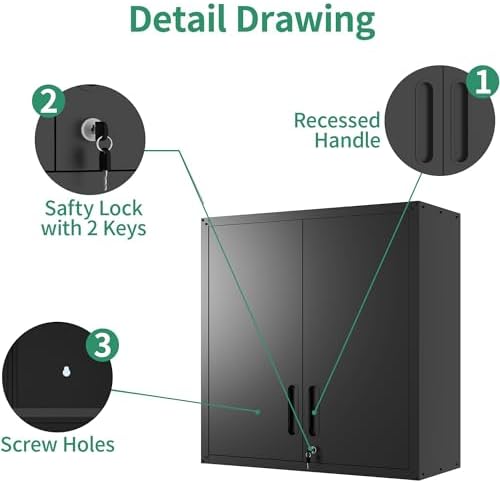 10-Piece Heavy Duty Steel Garage Cabinet System | All-in-One Modular Garage Cabinet Set for Ultimate Workshop Organization | Easy Assembly Garage Storage Cabinets & Tool Bench (Black)