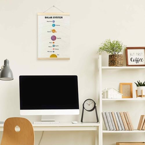 TLESKE Boho Classroom Solar System Decor Poster Hanger Frame for Kids, Homeschool Hanging Wall Art Room Decor for Toddlers Playroom Nursery, Preschool Prek Learning Educational Poster Prints, 12x16
