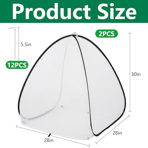 2Pcs Pop Up Insect Barrier Plant Cover Tent,Plant Protectors Mesh Enclosure